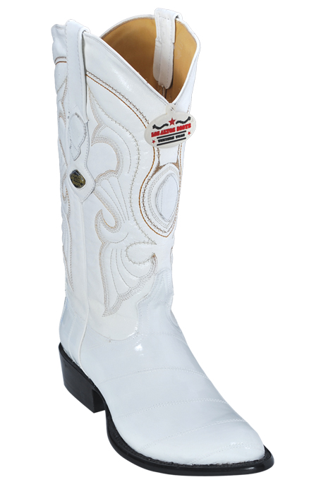 Los Altos White Genuine All-Over Eel J-Toe Cowboy Boots 990828